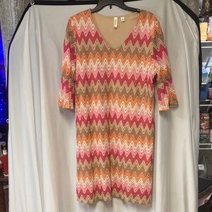 Tacera Multicolor Chevron Midi Dress